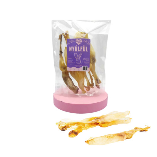 Nyúlfül szárított rágcsa kutyáknak, 100g , Barf Love