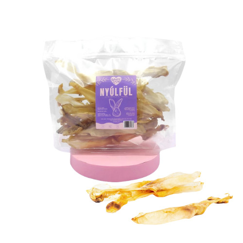 Nyúlfül szárított rágcsa kutyáknak, 250g , Barf Love