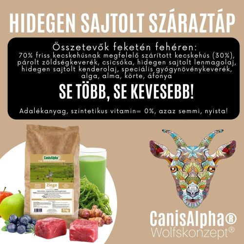 Hidegen sajtolt monoprotein száraztáp KECSKE 10kg , CanisAlpha