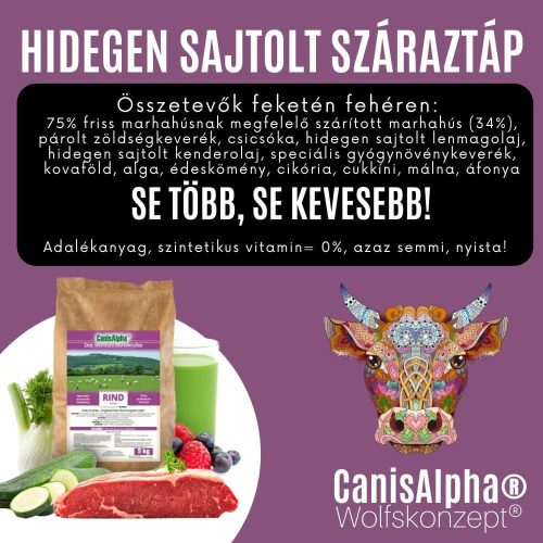 Hidegen sajtolt monoprotein száraztáp MARHA 5kg , CanisAlpha