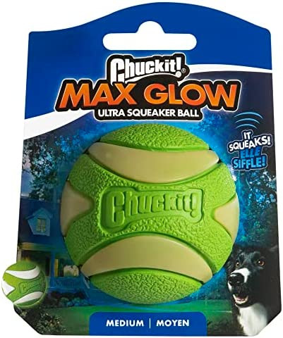 Max Glow Squeaker világítós és csipogós labda M , Chuckit