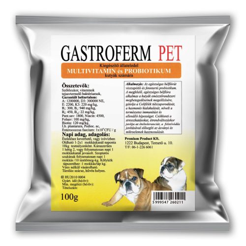 Gastroferm Pet - Multivitamin és probiotikum kutyáknak , 100g 