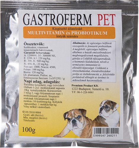 Gastroferm Pet - Multivitamin és probiotikum kutyáknak , 100g 