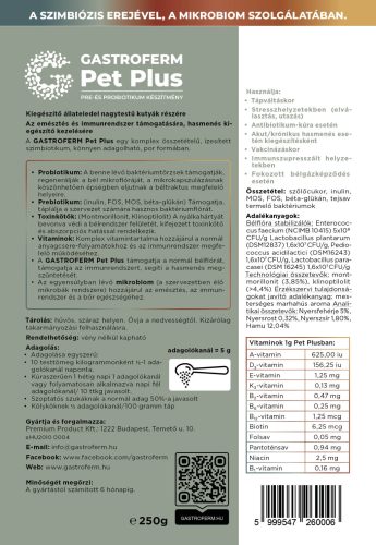 Pet Plus Pre és probiotikum készítmény kutyáknak, 250g , Gastroferm