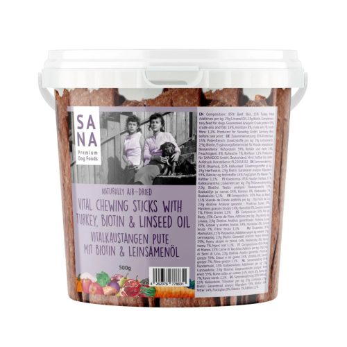 Fogtisztító rágórúd - Pulyka biotinnal és lenmagolajjal 500g , Sana Dog