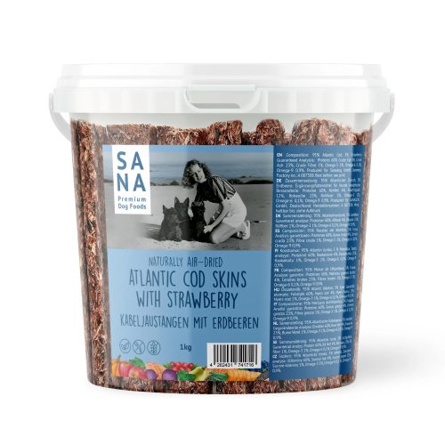 Tőkehal rúd Eperrel 1kg , SanaDog