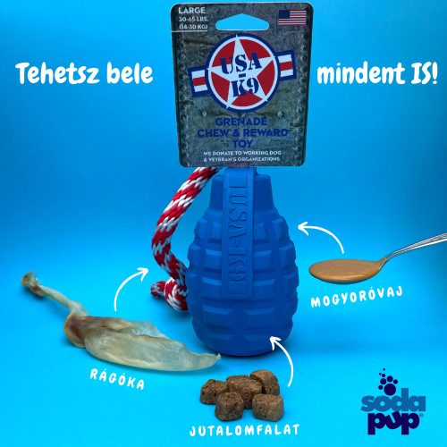 GRÁNÁT , L - Jutalomfalattal tölthető, méreganyagmentes játék kutyáknak , SodaPup®