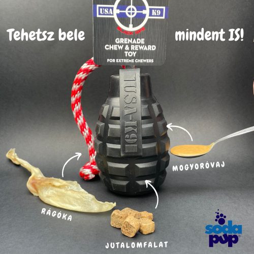 GRÁNÁT , XL - Jutalomfalattal tölthető, méreganyagmentes játék kutyáknak , SodaPup®