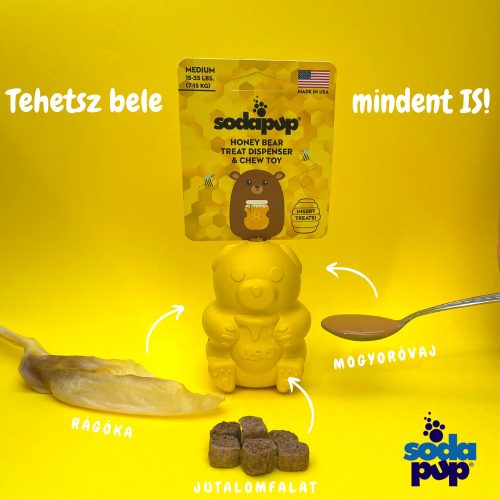 HONEYBEAR - Jutalomfalattal tölthető, méreganyagmentes játék kutyáknak , SodaPup®
