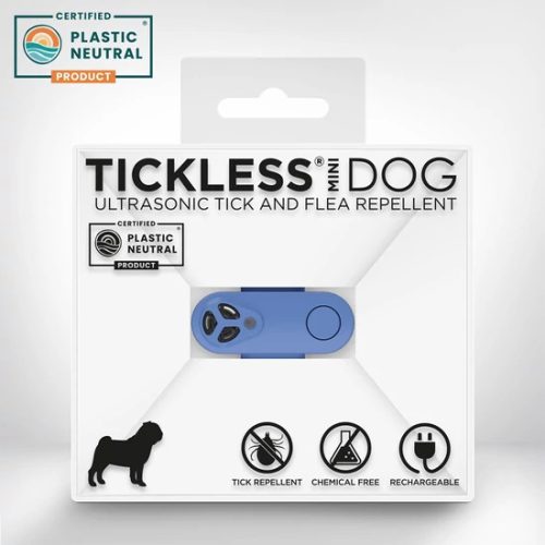 Vegyszermentes ultrahangos TÖLTHETŐ kullancs és bolha riasztó kutyáknak , KÉK  , Tickless 