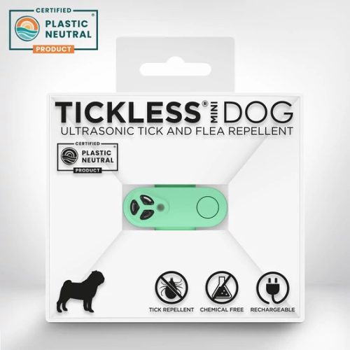 Vegyszermentes ultrahangos TÖLTHETŐ kullancs és bolha riasztó kutyáknak , MENTA , Tickless 