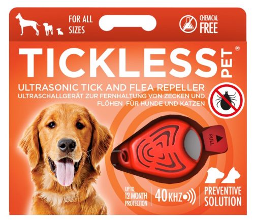 Vegyszermentes ultrahangos kullancs és bolha riasztó kutyáknak , Tickless , Narancs