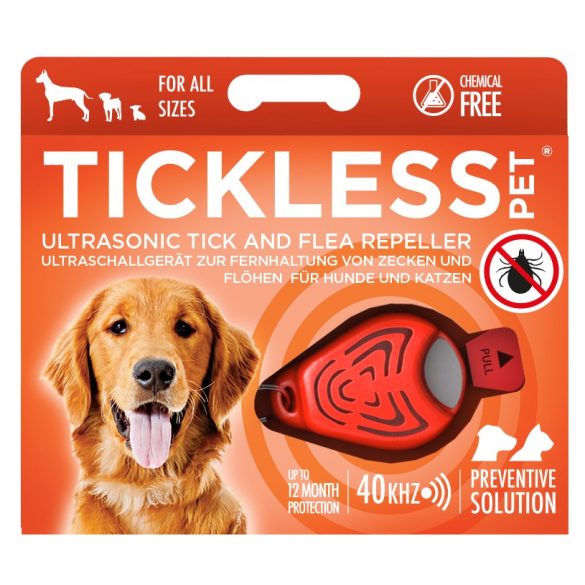 Vegyszermentes ultrahangos kullancs és bolha riasztó kutyáknak , Tickless , Narancs