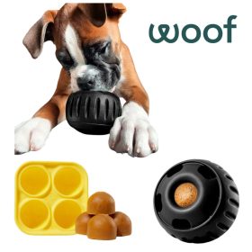   Pupsicle SZETT - extra erős tölthető interaktív játék jutalomfalat készítő formával , L , fekete , Woof