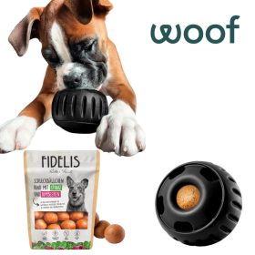   Pupsicle SZETT - extra erős tölthető interaktív játék MARHA málnával és spenóttal jutalomfalattal  , L , fekete , Woof
