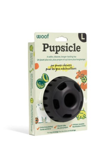 Pupsicle SZETT - extra erős tölthető interaktív játék MARHA málnával és spenóttal jutalomfalattal  , L , fekete , Woof