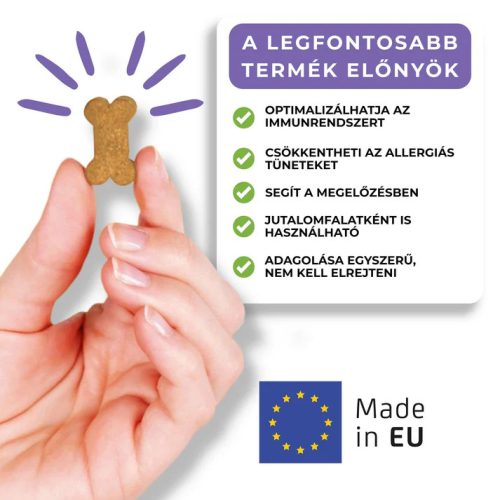 Hipoallergén allergia elleni immunerősítő ízesített jutalomfalatban , Wiss-Pet